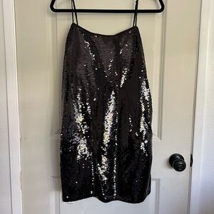 Abercrombie & Fitch | Black Sequin Midi-Dress | Sz. L Petite